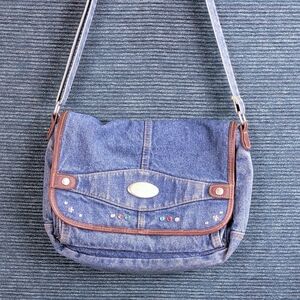 Denim Crossbody Satchel Bag
